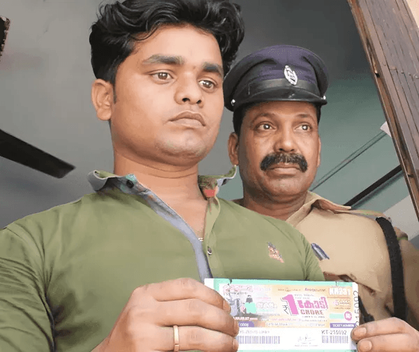 Anjali Menon with the winning ticket