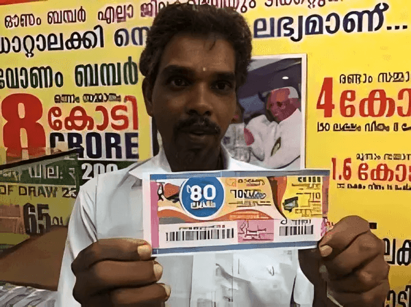 Suresh Nair with the winning ticket